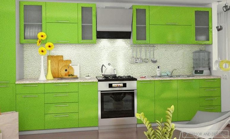 Fotografija kuhinje u svijetlozelenkastoj boji 1