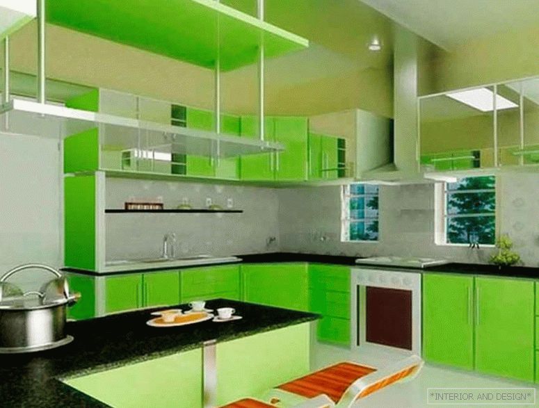 Fotografija kuhinje u svijetlozelenkoj boji 2