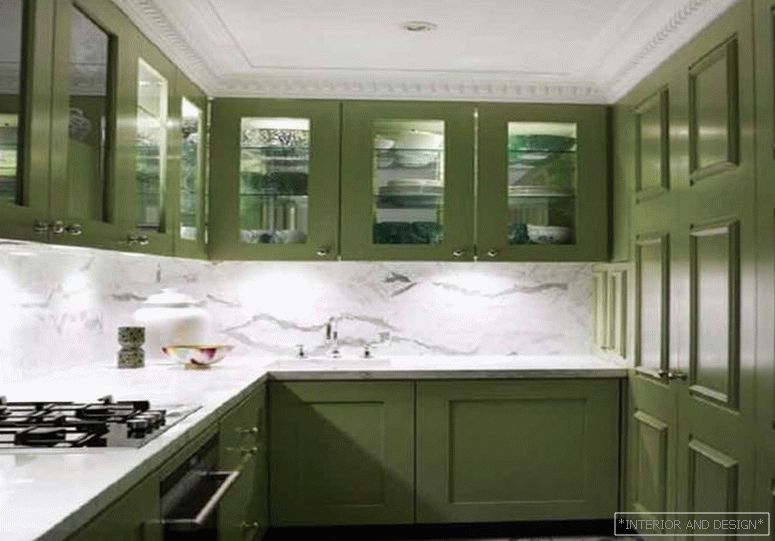 Fotografija kuhinje u boji masline 2